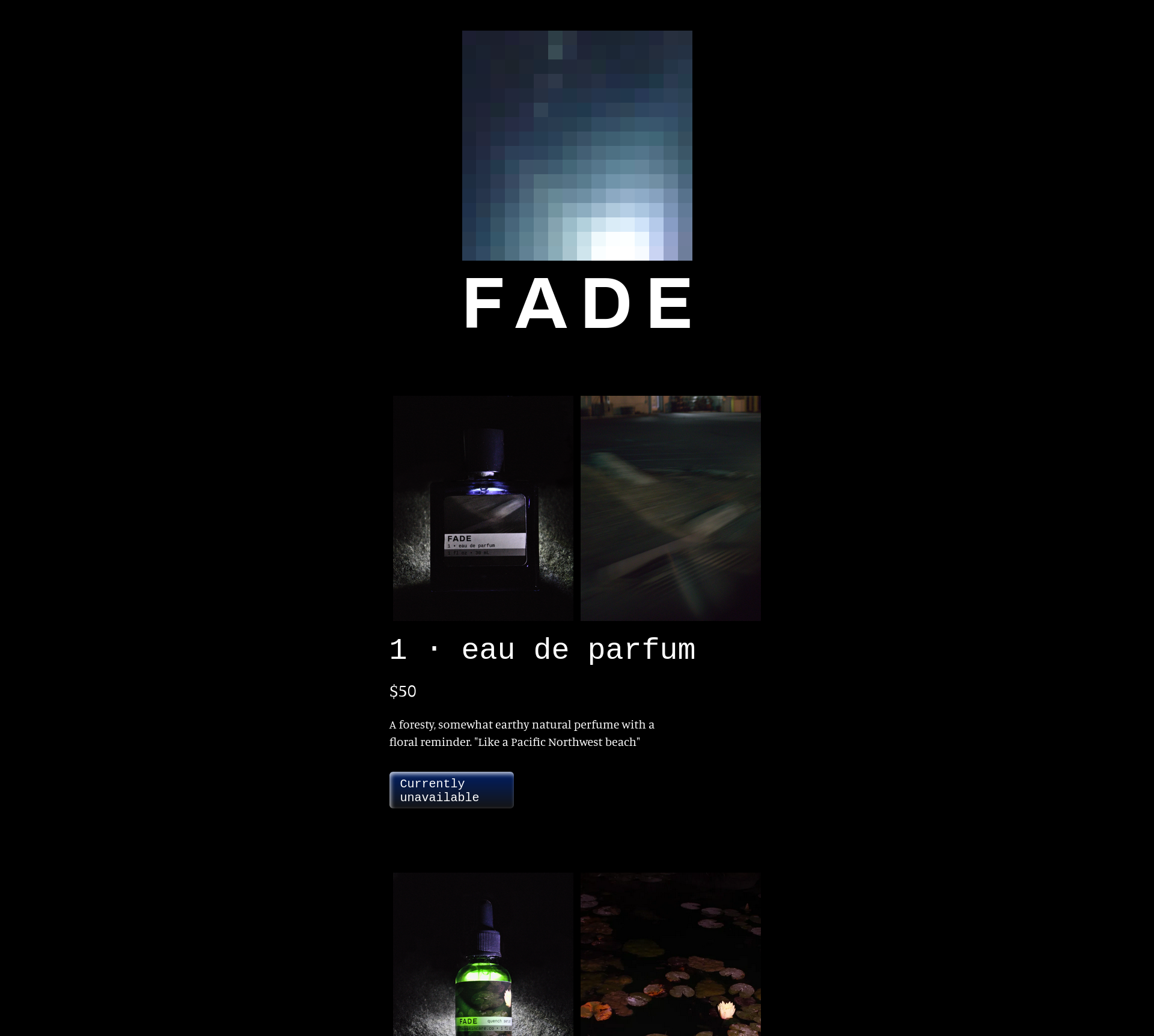 FADE skincare website phase 3