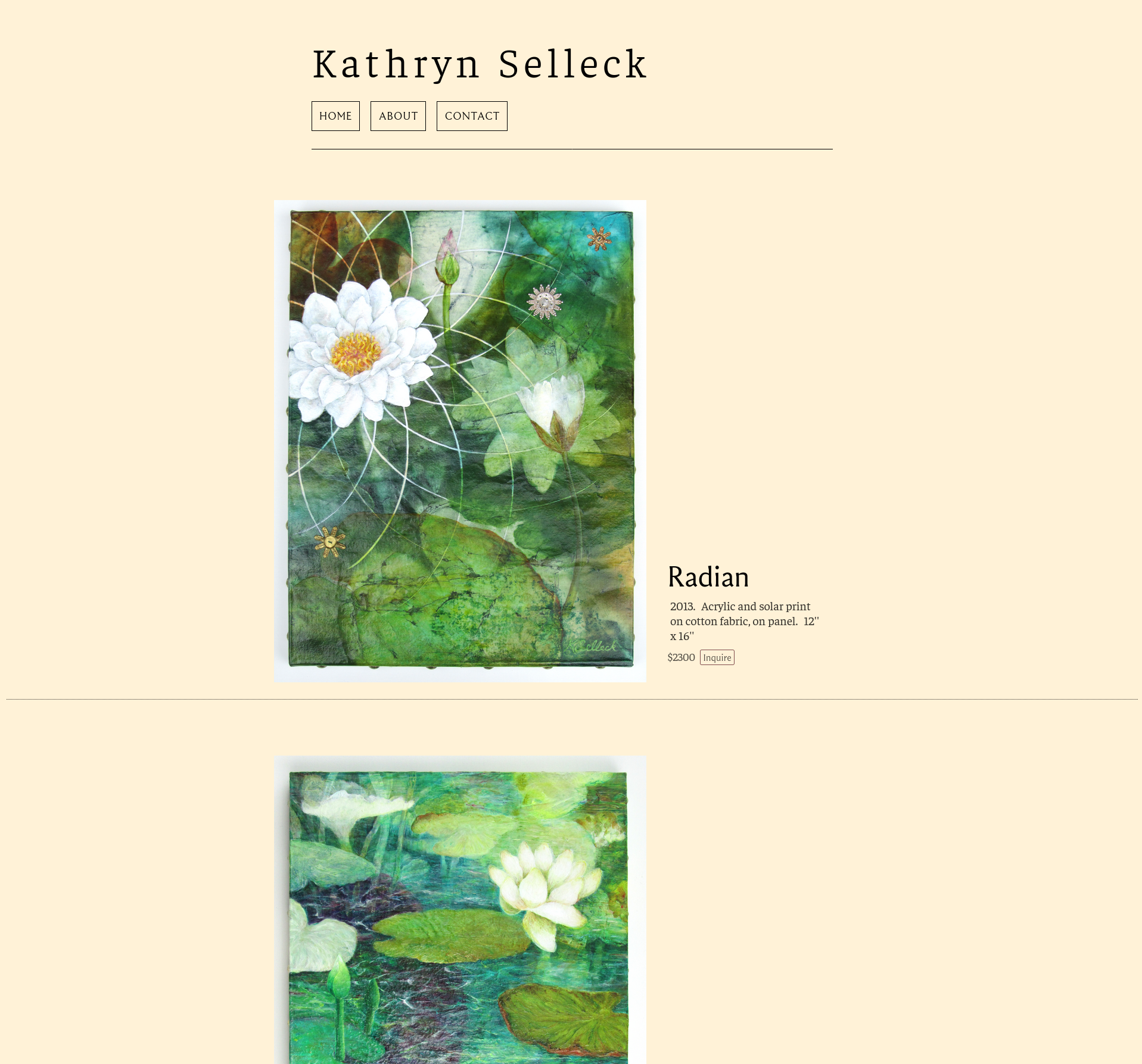 screenshot of kathrynselleck.com homepage